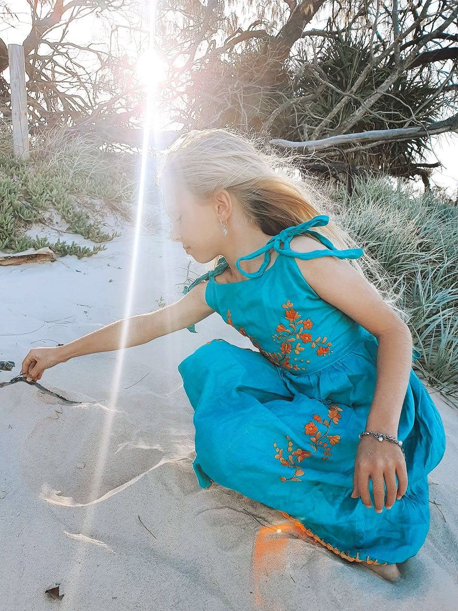 Coco & Ginger Dolls Joni Dress - Hand Embroidery Paprika