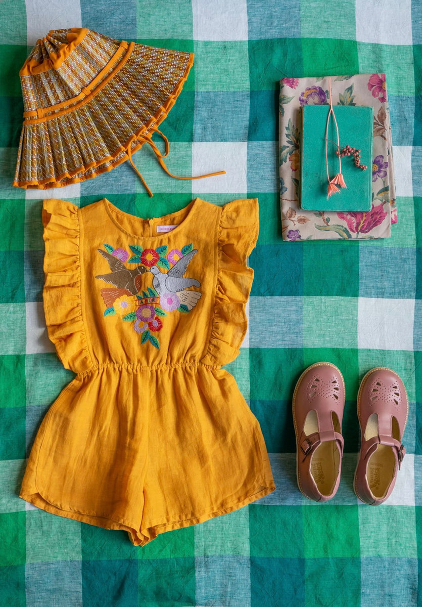 Delphine Playsuit Persimmon with Embroidery– Coco and Ginger