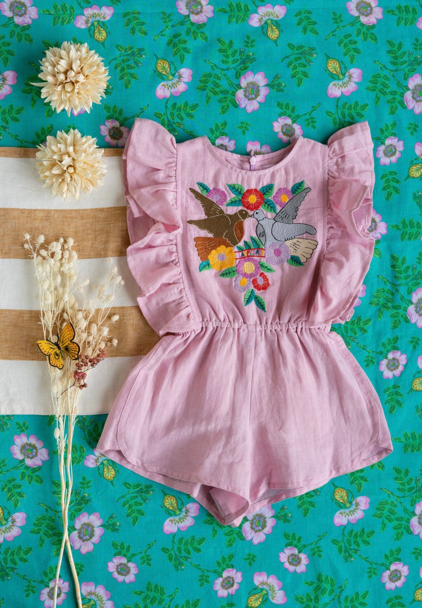 Delphine Playsuit Begonia with Embroidery– Coco and Ginger