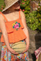 Kitty Top Cantaloupe with hibiscus hand embroidery