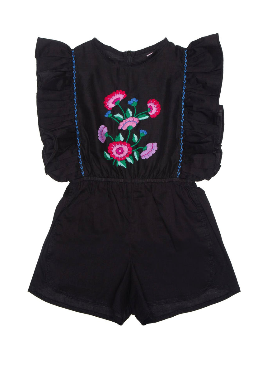 Delphine Playsuit Midnight with Hand Embroidery– Coco and Ginger