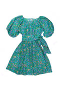 Hera Dress Linen Emerald Dahlia (Older Girls)
