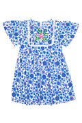 Venus Dress Indigo Dahlia with Embroidery
