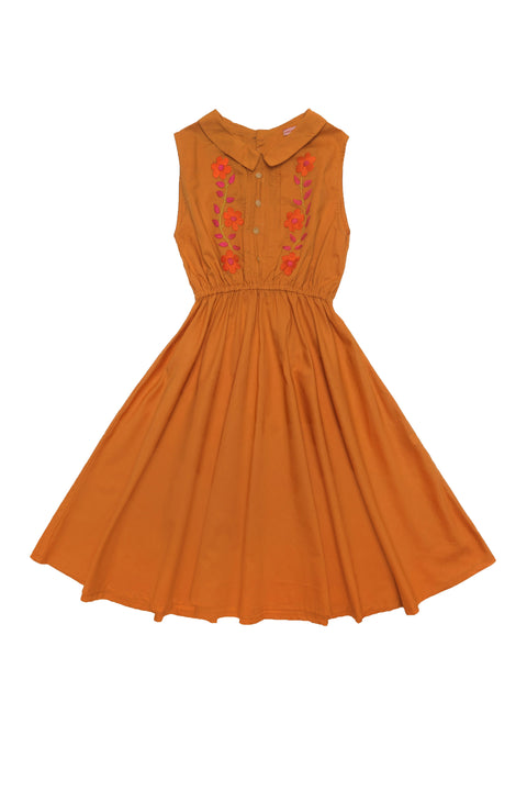 Cinnamon Dress Turmeric and Hand Stitch