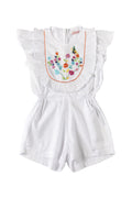 Peony Playsuit White with Handstitch