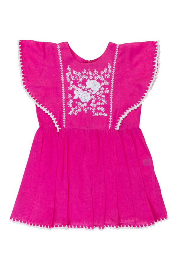 garnett dress (Baby)cerise with hand stitch– Coco and Ginger