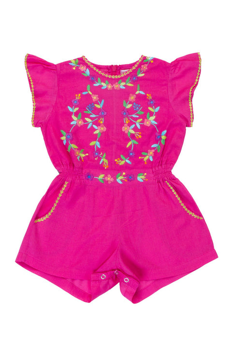 magnolia sunsuit cerise with hand stitch