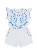 Magnolia Playsuit - eggshell with blue hand stitch