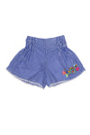 Bluebell Shorts Stripe with crochet, Hand Stitch