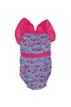Camille Sunsuit (Baby)Azure meadow with Cerise