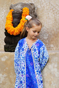 Athena Dress Blue Dahlia Patch and Lace
