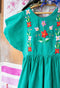Garnet Dress Jade Pinwale Cord with Hand Embroidery