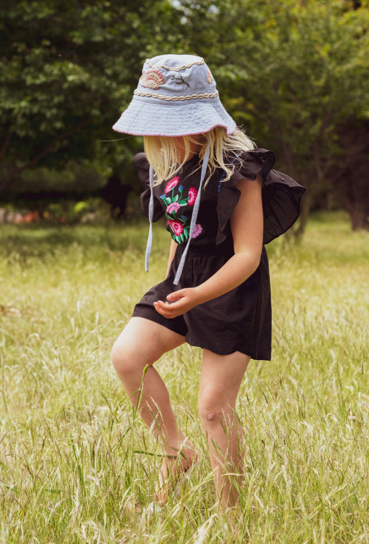 Delphine Playsuit Midnight with Hand Embroidery– Coco and Ginger