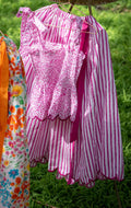Cosmos Maxi Skirt Berry stripe scallop