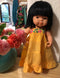 Doll - April Dress Marigold with hand embroidered flowers