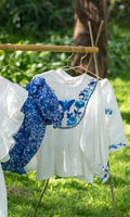 Carnation Blouse Salt with blue embroidered butterfly