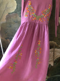 Frida Dress Cyclamen with Embroidery and Crochet