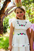 Bisou Dress Eggshell with Garland Hand Embroidery