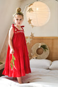 April Dress Ruby with Hand Embroidery